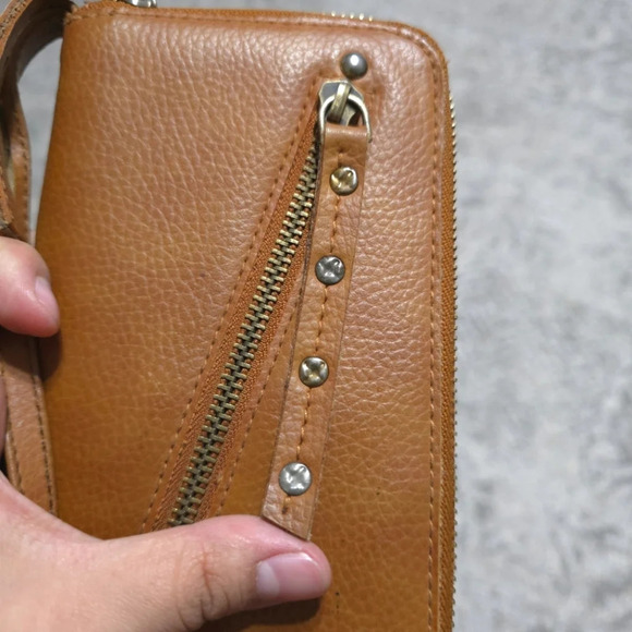 FREE PEOPLE Distressed Vegan Wallet, Brown, Slim Design, Wrist Strap Attached - Picture 8 of 15